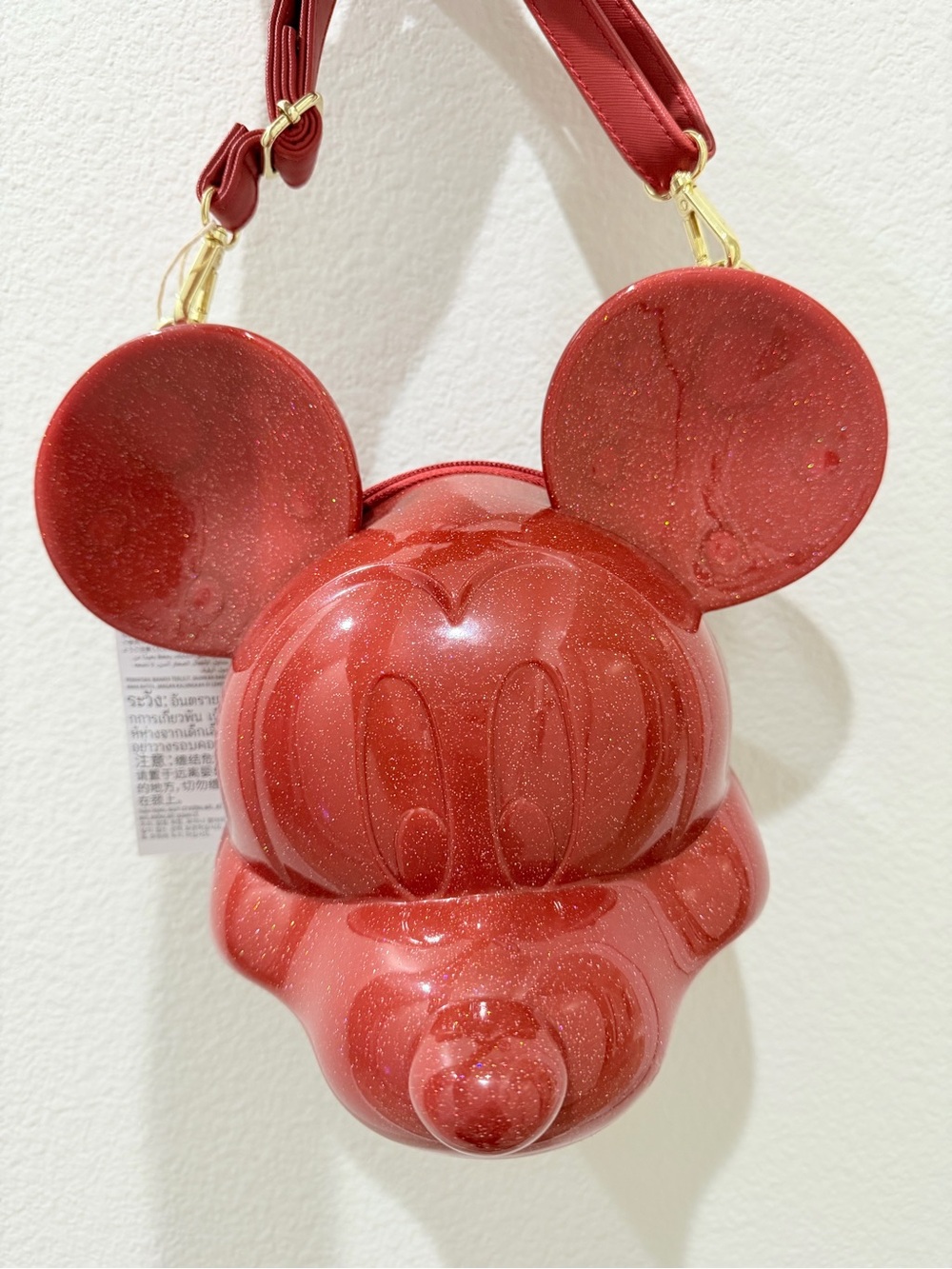 Loungefly Red Glitter Mickey Head Crossbody